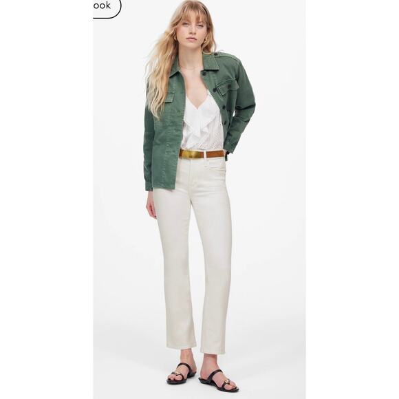 Madewell‎ Pure White Mid-Rise Kick Out Crop Jeans Size 27 - Picture 1 of 12